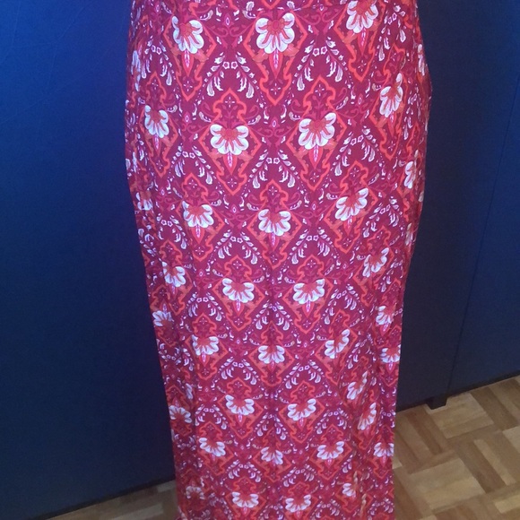 Red patterned boho wrap v neck maxi split dress - Picture 9 of 15